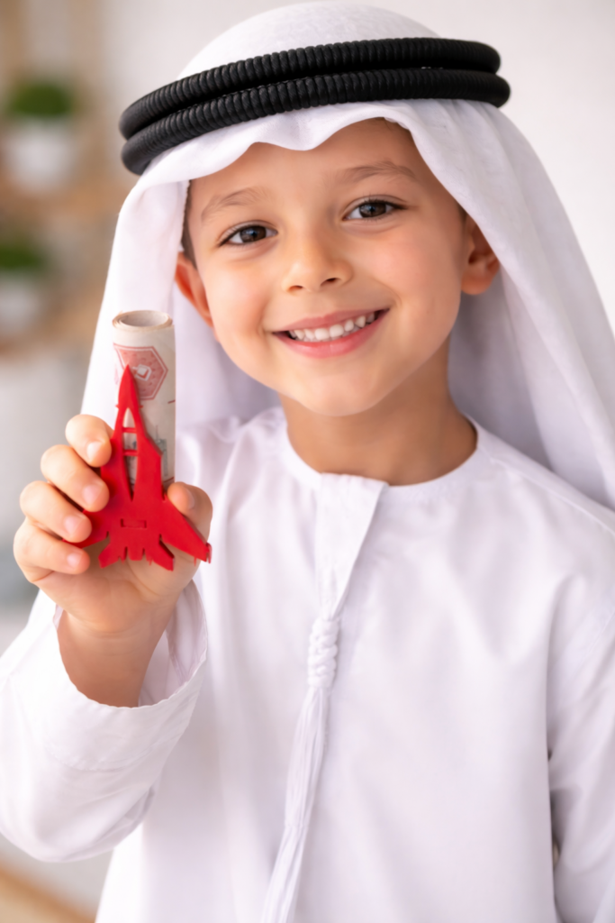 boy holding Eid flight ring
